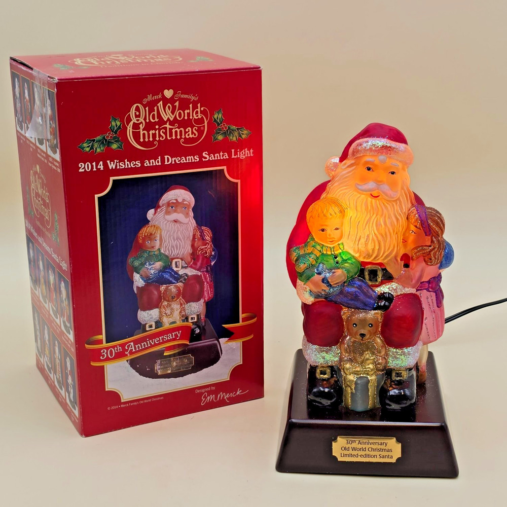 Old World Christmas 2014 Wishes & Dreams Santa Light 30th Anniversary w/ Box